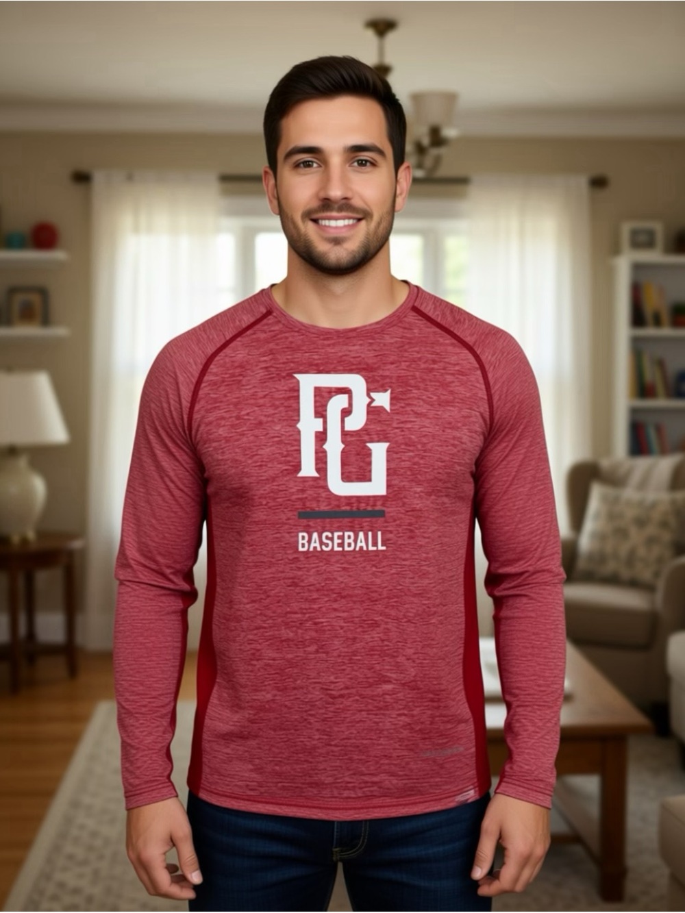 Men's Red Baseball Long-Sleeve Perfect Game Performance Shirt